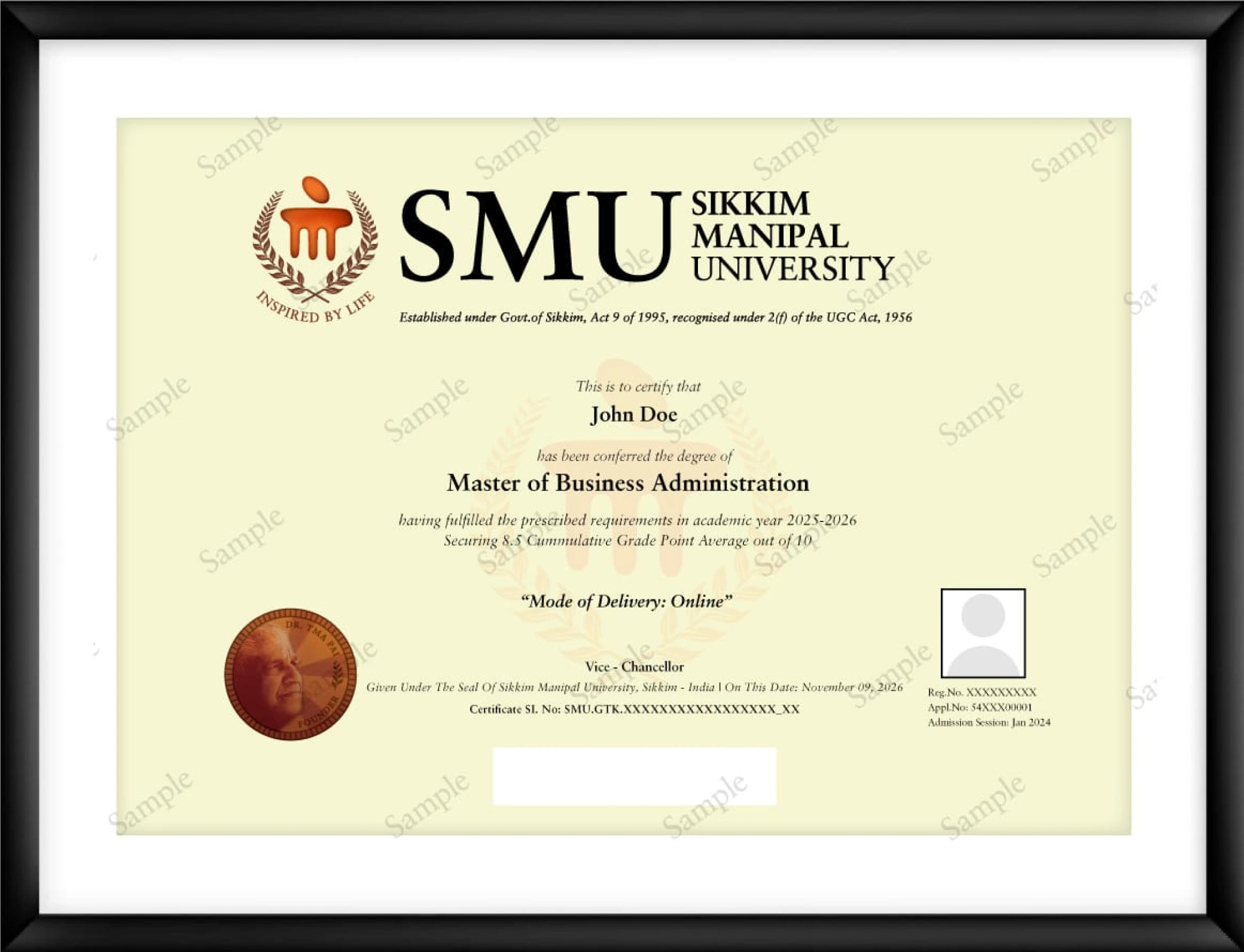SMU Degree Certificate